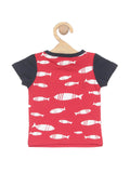 Red Fish Print T-shirt
