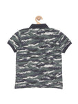 Camouflage Print Collared Half Sleeve Tshirt - Green