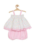 Printed Girls Top With Bloomer - Pink