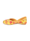Floral Golden Embroidered Ethnic Wear Juttis - Yellow