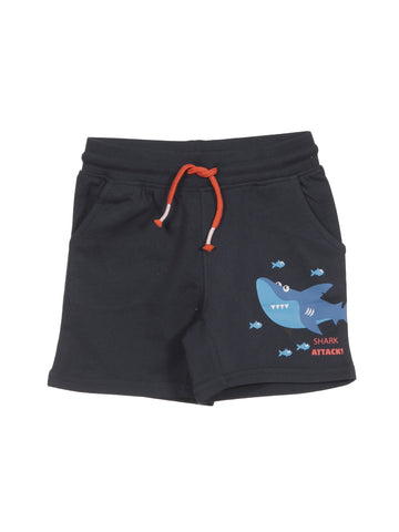 Premium Hosiery Cotton Shark Print Shorts - Navy Blue