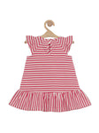 Premium Hosiery Cotton Striped Frock - Red