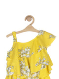 Premium Cotton Floral Printed Top - Yellow