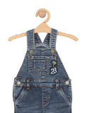 Distressed Relaxed Fit Denim Dungaree Shorts - Blue