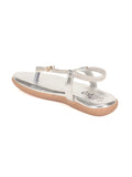 Casual Flat Slip On Sandals - Silver
