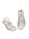 Casual Flat Slip On Sandals - Silver