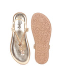 Casual Flat Slip On Sandals - Gold