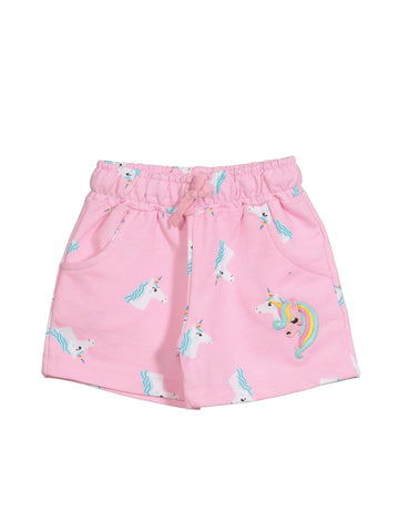 Premium Hosiery Unicorn Print Shorts - Pink