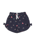 Premium Hosiery Heart Print Shorts - Navy Blue