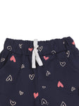 Premium Hosiery Heart Print Shorts - Navy Blue