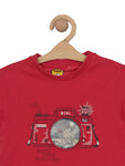 Premium Cotton Camera Print Tshirt - Red