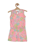 Premium Cotton Floral Print Jumpsuit - Pink