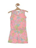 Premium Cotton Floral Print Jumpsuit - Pink