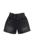 High Distressed Denim Shorts - Black