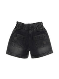 High Distressed Denim Shorts - Black