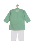 Solid Cotton Kurta Pyjama Set - Green