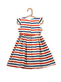 Red Blue Striped Cotton Frock