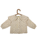 Brown With Black Polka Dot Top With Frill Collar