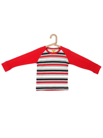 Full Sleeve Red Grey Stripe Tshirt