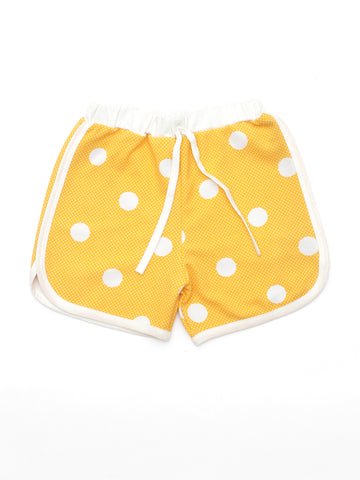 Girls Yellow Shorts White Polka Dot