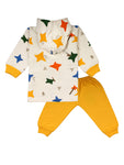 White Hooded Star Sweatshirt With Yellow Lower