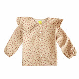 Brown Polka Dot Top With Frill Collar - Lil Lollipop