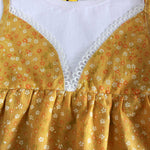 Girls Mustard Printed Hosiery Short Sleeve Frock With Flower Print - Lil Lollipop
