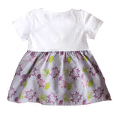 Girls Purple Printed Hosiery Short Sleeve Frock With Flower Print - Lil Lollipop