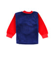 Blue Red Printed Sweatshirt With Red Lower