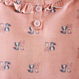 Pink Girls Night Suit With Bunny Rabbit Print - Lil Lollipop