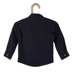 Boys Full Sleeve Navy Blue Shirt With Attached Waist Coat - Lil Lollipop
