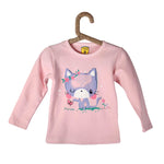 Girls Round Neck Pink Night Suit With Cute Cat Print - Lil Lollipop