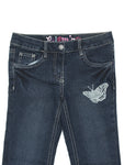 Mild Distressed Blue Jeans With Butterfly Print
