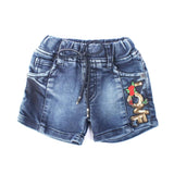 Blue Stone Washed Denim Shorts with Patch