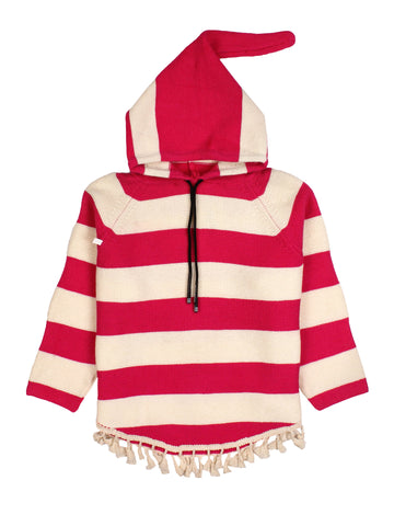 Pink Striped Hooded Sweater