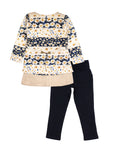 Beige Top & Shrug With Navy Blue Trouser