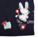 Girls Navy Blue Tshirt With Bunny Patch