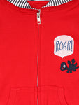 Red Front Open Hooded Sweatshirt With Lower