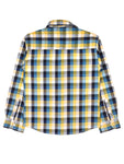Boys Regular Collar Long Sleeve Roll Up Yellow Blue White Check Shirt