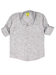 Band Collar Linen Grey Full Sleeve Shirt