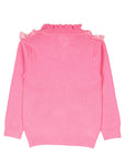 Pink Round Neck Sweater With Frill