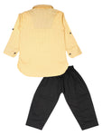Yellow Polka Dot Kurta With Black Pajama