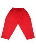 Cream Linen Kurta With Red Pajama