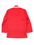 Red Kurta With Beige Waist Coat Pajama