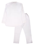 Plain White Band Collar Kurta With Pajama