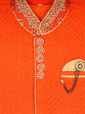 Beige Kurta Pant With Orange Waist Coat
