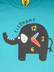 Blue Half Sleeve T-shirt With Elephant Print