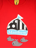 Red Half Sleeve T-Shirt With Fish Print