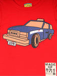 Red Half Sleeve Car Print T-Shirt