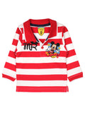 Red White Strip Collared Full Sleeve T-shirt